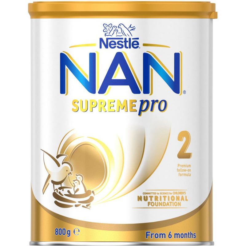 (Date 2024 - Hàng air Mỹ) Sữa NAN Supreme Pro 800g công thức giống sữa mẹ số 1 và 2 cho bé từ sơ sinh 0 - 12 tháng