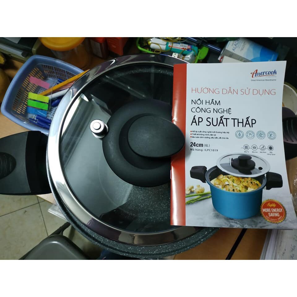 Nồi hầm Công nghệ Áp suất thấp AmerCook Homeeasy USA 24cm 6 Lít | TẠI HÀ NỘI