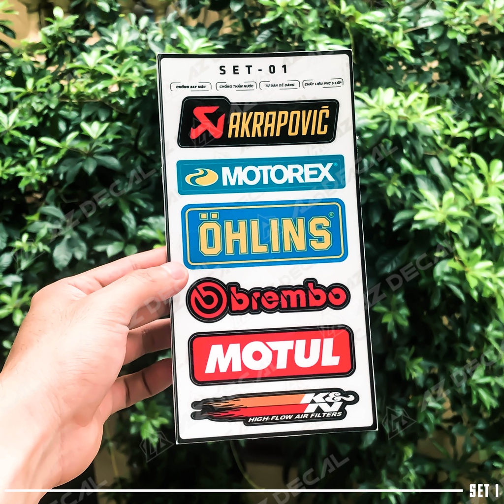 Sticker Hình Logo Ohlin, Brembo, Motul, Motorex | LG01 | Tem Dán Xe Máy, Xe Điện, Mũ Bảo Hiểm, Laptop, Điện Thoại