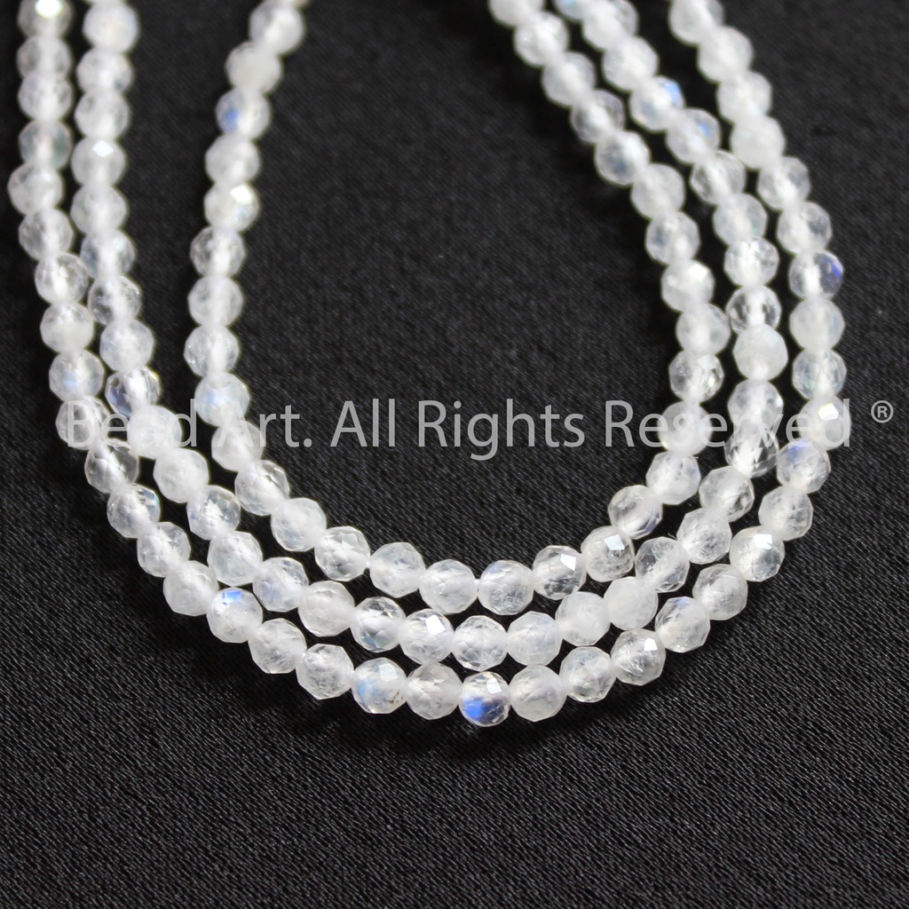 2.5MM Hạt Đá Ánh Trăng  Ánh Cầu Vồng, Đá Phong Thuỷ, Kim, Thuỷ S50 - Bead Art