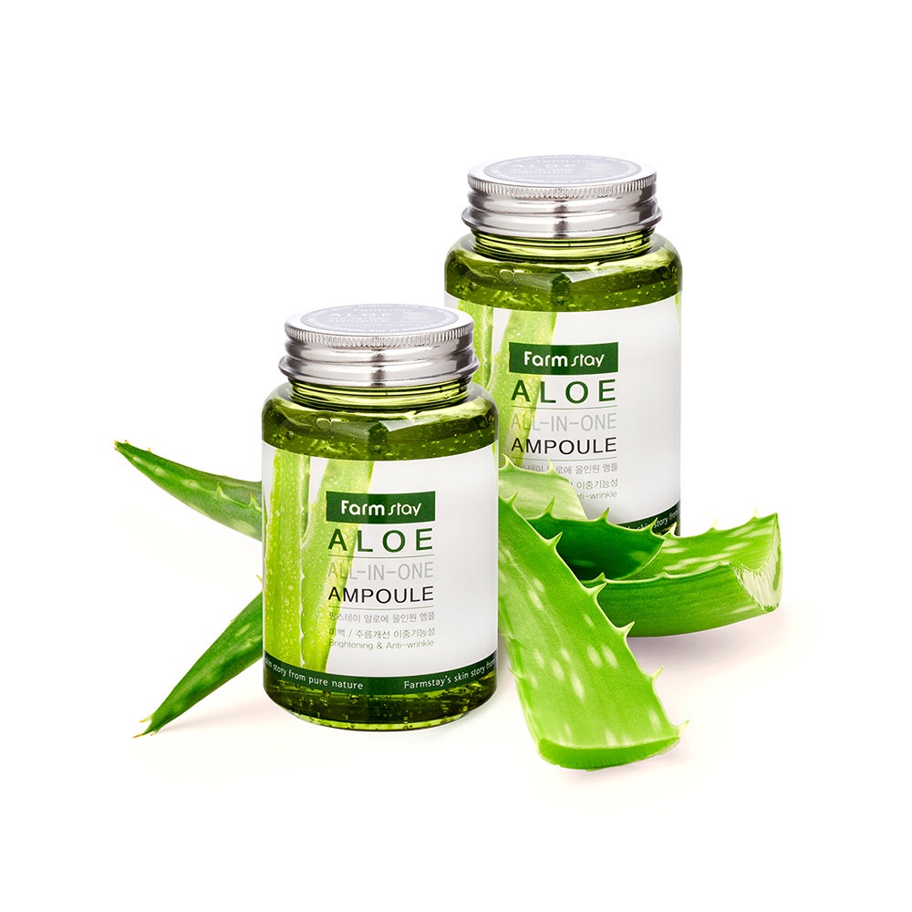 Ampoule huyết thanh tinh chất kem lô hội Farmstay tất cả trong 1 dưỡng ẩm da 250ml