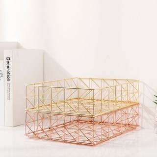 Khay A4 kim loại rose gold