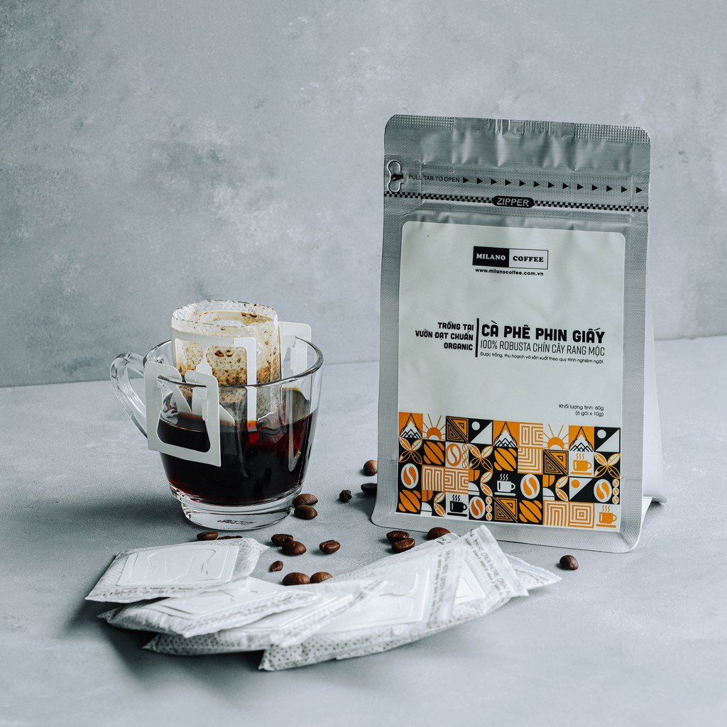 Cà phê phin giấy Robusta chín cây rang mộc Milano Coffee | BigBuy360 - bigbuy360.vn