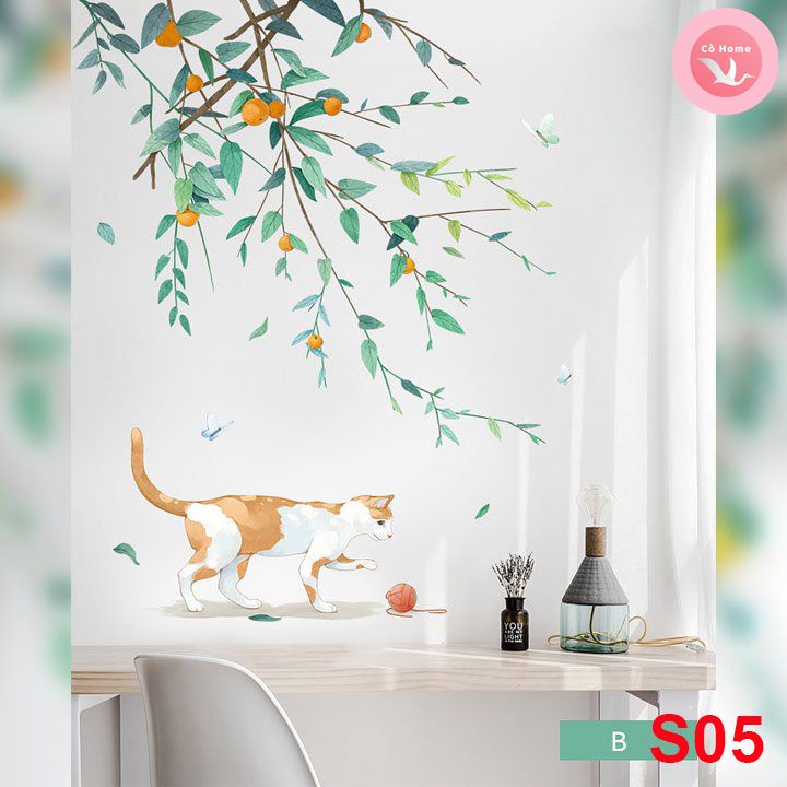 Decal dán tường phong cách trung hoa cổ, sơn thủy, trang trí phòng ngủ, phòng khách Combo tranh trang trí HQ02