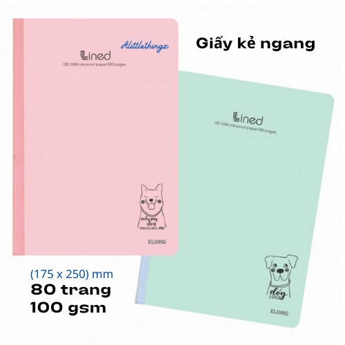 Sổ tay dán gáy B5 KLONG giấy kẻ ngang, chấm, kẻ ô 100gsm - ALT088
