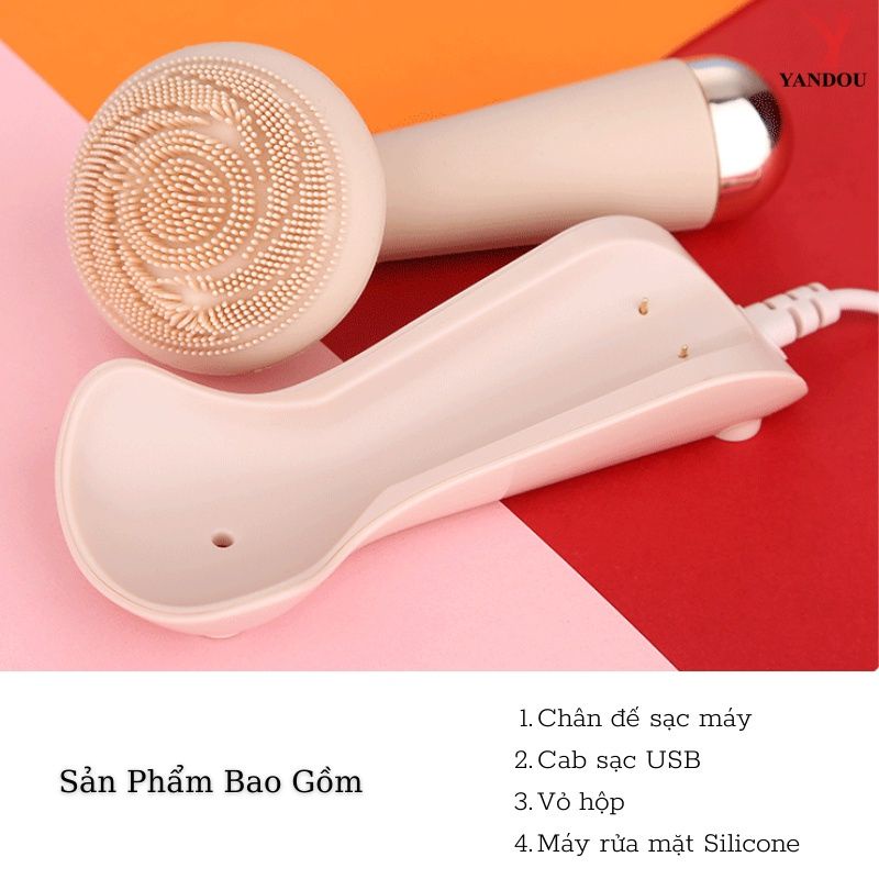 Máy Rửa Mặt Yandou S030 Bằng Điện Với Con Lăn Massage Silicone Không Thấm Nước Sạc USB