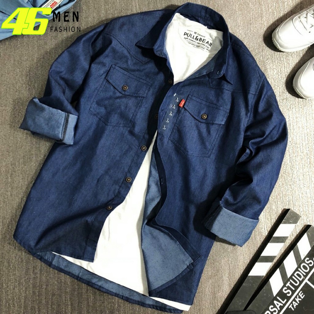 Áo sơ mi jean denim phối túi thời trang 2021 MFM682 | BigBuy360 - bigbuy360.vn