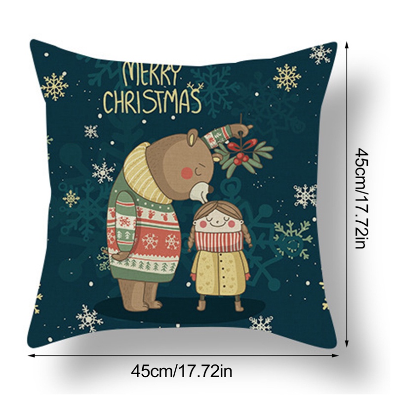 Lxsm Vỏ Gối Màu Xanh Lá Đậm Hình Ông Già Noel Hoạt Hình Dễ Thương Làm Sạch Kỳ Nghỉ