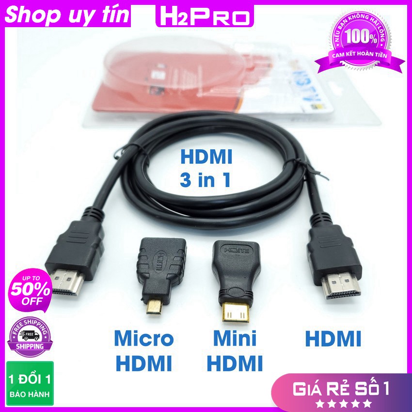 [RẺ VÔ ĐỊCH] BỘ CHUYỂN TÍN HIỆU CỔNG HDMI 3 TRONG 1 CHO ĐẦU CHUẨN HDTV, HDMI sang mini HDMI và micro HDMI