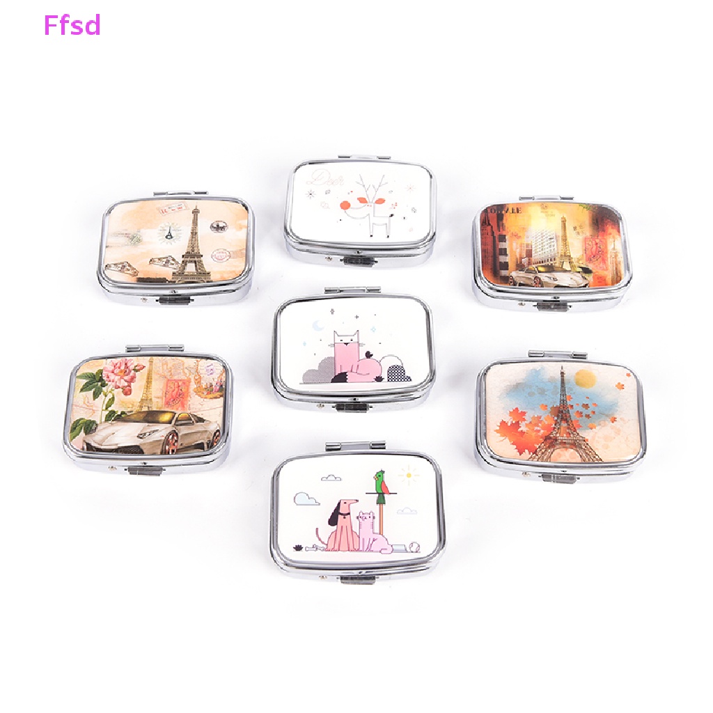 Hộp Đựng Thuốc Viên Hình Vuông Bằng Kim Loại Gấp Gọn Tiện Lợi