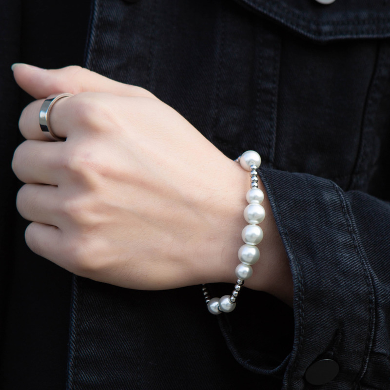 Vòng Tay Đính Hạt Giả Ngọc Trai Phong Cách Hip Hop