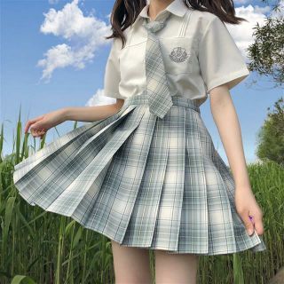 Có ảnh thật cuối- set đồng phục học sinh xanh nhạt không kèm cà vạt - seifuku xanh