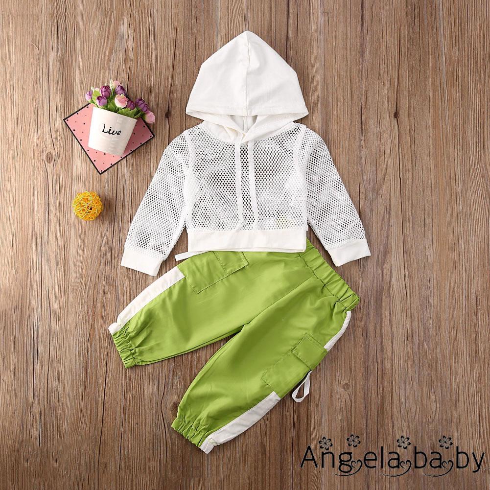 Set Áo Hoodie Phối Lưới+Quần Short Cho Bé Gái