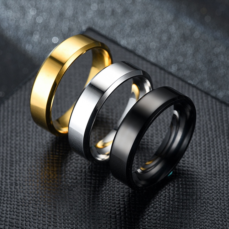 Nhẫn thép titan 6mm thiết kế đơn giản thời trang cho nam nữ