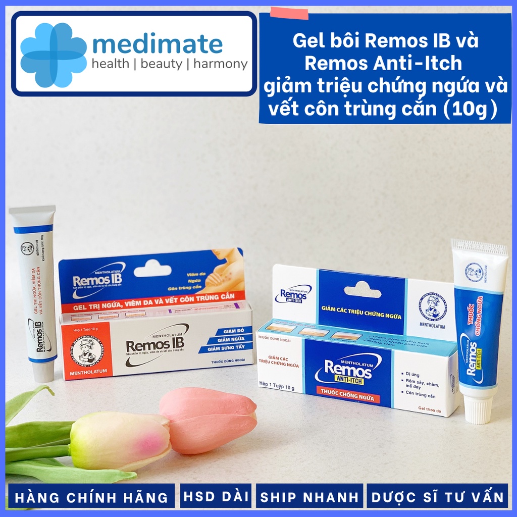 Gel bôi da giảm ngứa và vết côn trùng cắn REMOS IB, REMOS ANTI-ITCH (tuýp 10g)