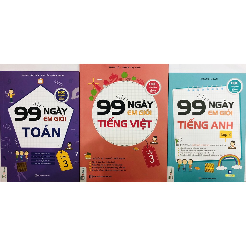 Sách - Combo 99 Ngày Em Học Giỏi Toán + TIếng Việt + Tiếng Anh lớp 3