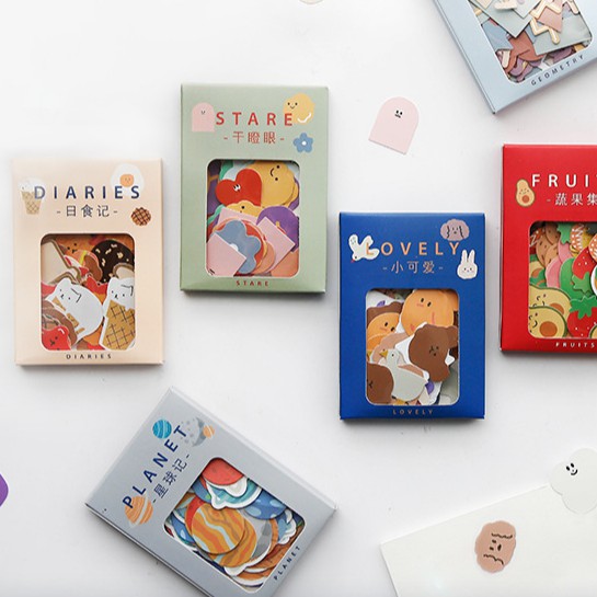 &lt;Ảnh Thật Shop Chụp&gt; Set 100 Miếng Sticker Lovely Hình Dán Trang Trí Sổ Tay Nhật Ký Điện Thoại Khay Đựng Bút M013