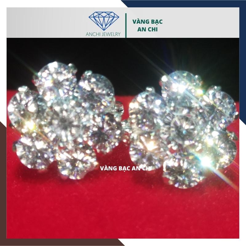 Bông tai hoa đá , chuẩn bạc ta sáng lấp lánh - Anchi jewelry