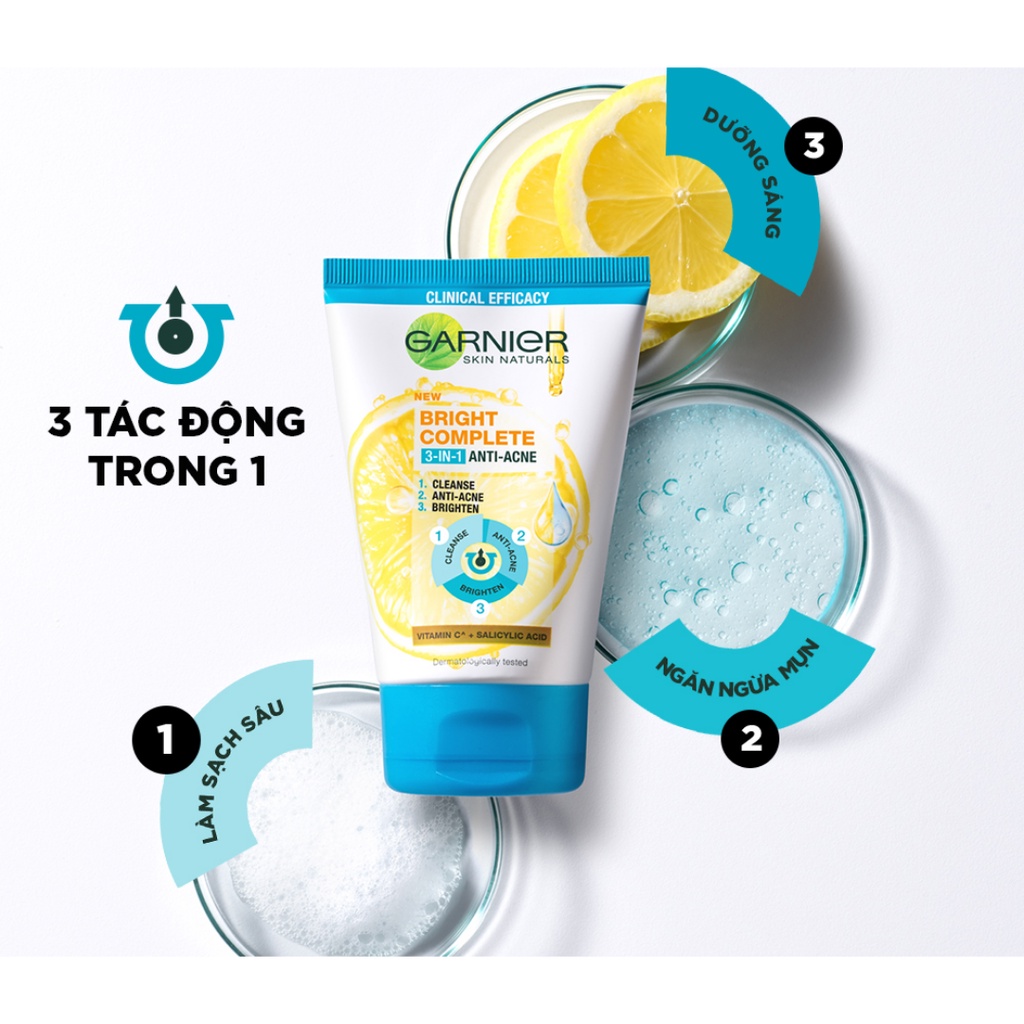 Sữa Rửa Mặt Garnier Giảm Mụn Sáng Da 90ml