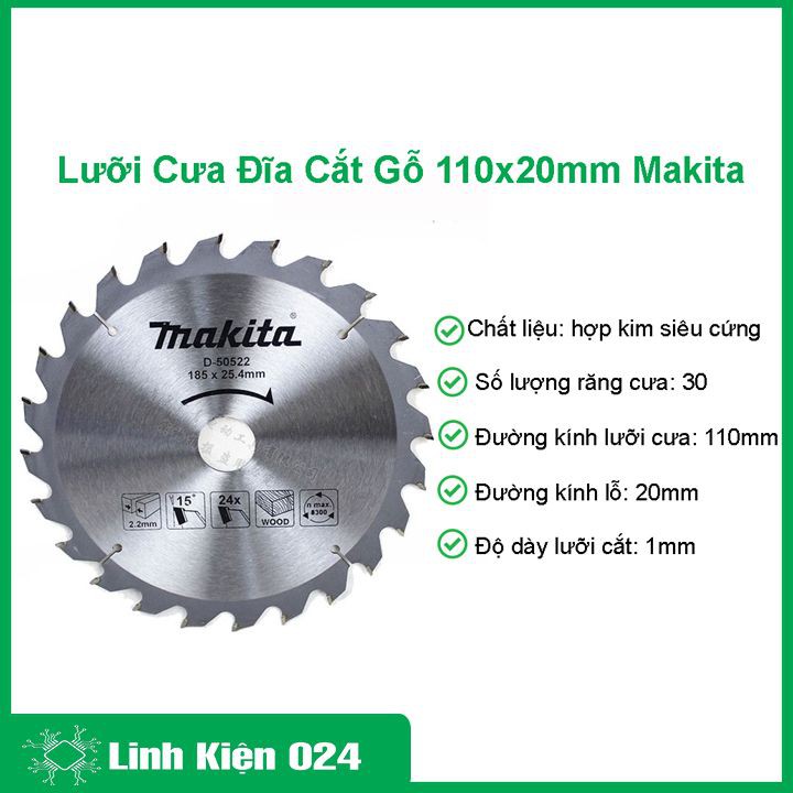 Lưỡi cưa đĩa cắt gỗ 110x20mm Makita Chất Lượng Cao