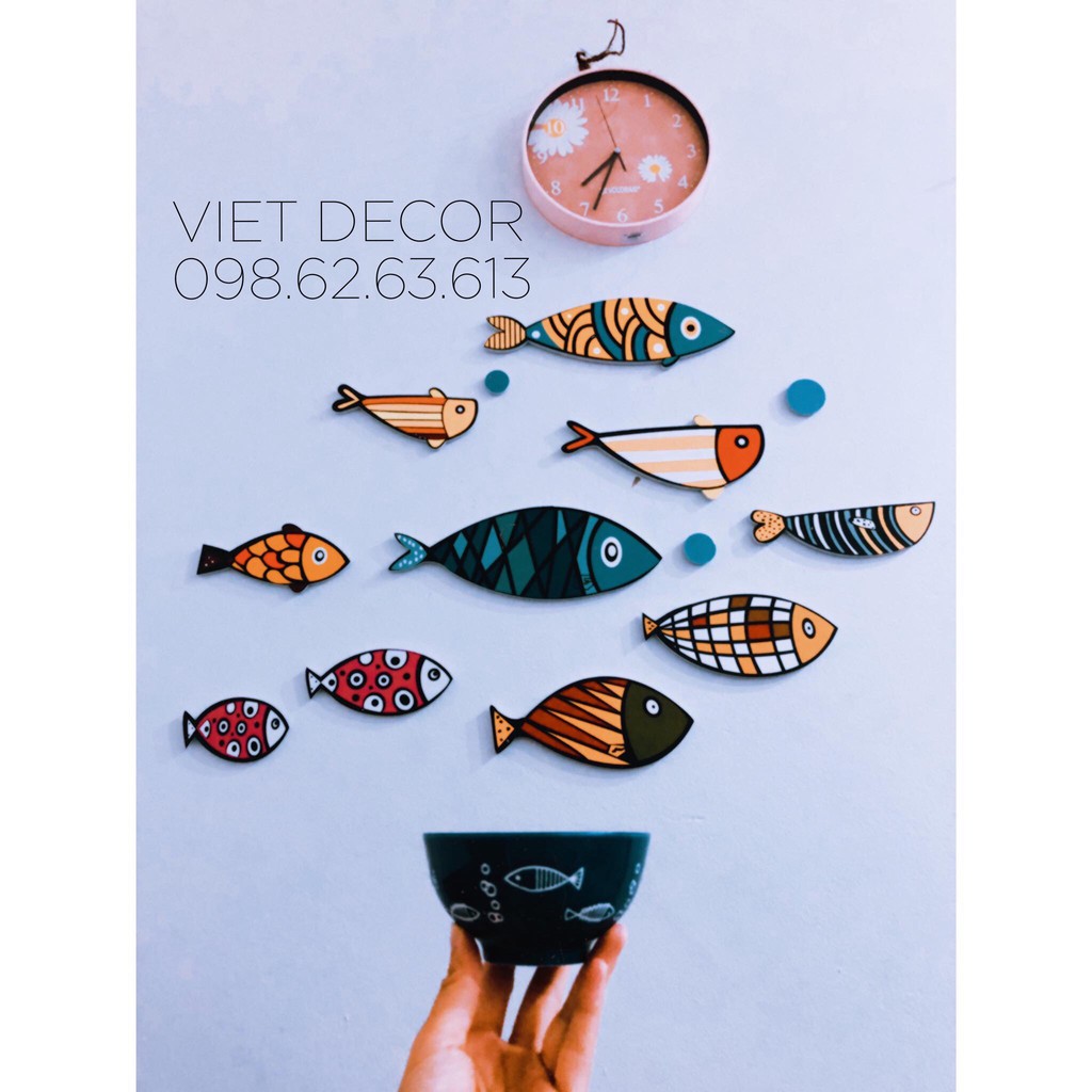 TRANH DECOR Dán tường Trang trí Nhà cửa – Bộ tranh Dán tường 10 em Cá Hề hước -  Fomex Dày dặn, Có sẵn băng keo đi kèm