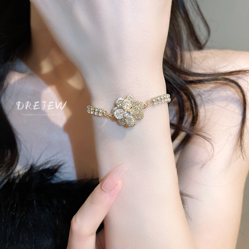 Vòng Tay Mạ Vàng Đính Đá Zircon Phong Cách Âu Mỹ Mới Cho Nữ
