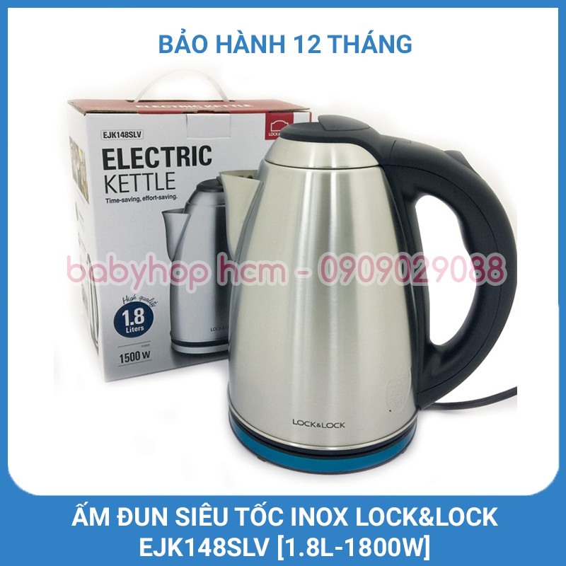 [BH 12 Tháng] Ấm Đun Siêu Tốc Inox Lock&amp;Lock EJK148SLV (1.8L) 1500W