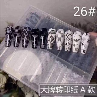 Khay 10 cuộn foil hình thương hiệu đen trắng trắng trí móng nail