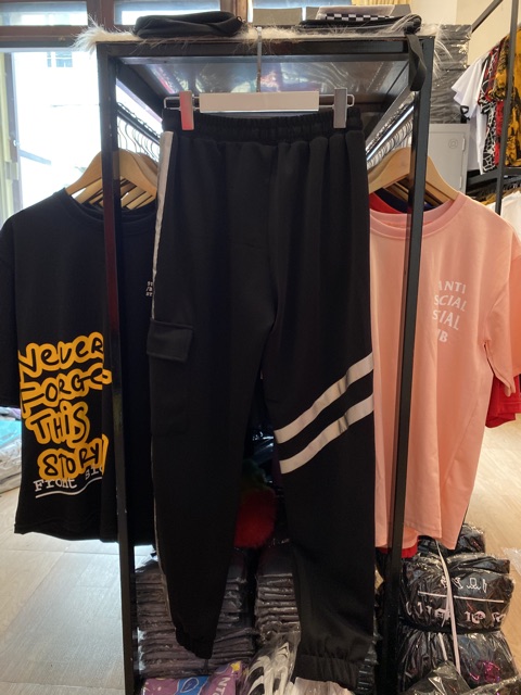 Quần jogger unisex nam nữ thể thao phản quang 2 sọc siêu co giãn tập gym | HD2000 | BigBuy360 - bigbuy360.vn