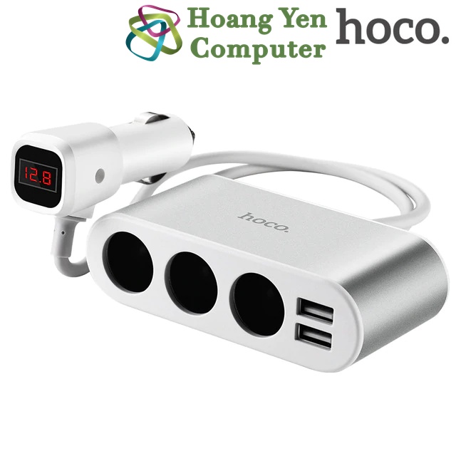 Cốc Sạc Xe Hơi Hoco Z13 3 Cổng Tẩu Sạc, 2 Cổng Sạc USB - BH 1 Năm - Hoàng Yến Computer