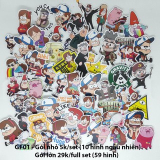 Sticker nhám Gravity fall full set dán trang trí planer, scrapbook,....size nhỏ 3-5cm