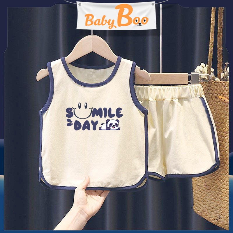 Đồ Bộ Bé Trai Bé Gái Quần Áo Ba Lỗ BabyBoo Cotton Tici Thoáng Mát Thấm Hút Mồi Hôi Hình Smile - BabyBoo