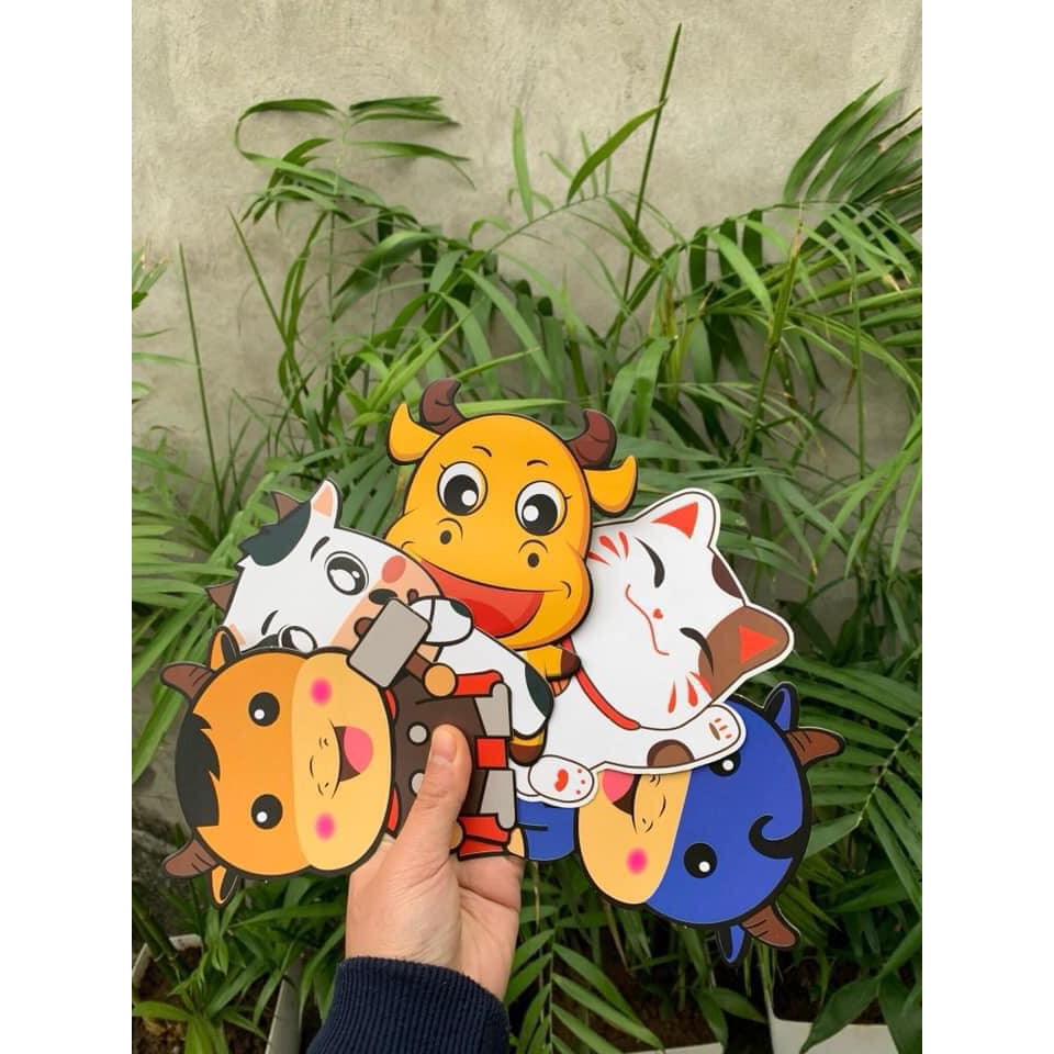 Bao Lì Xì Tết Chibi Giấy Bìa Cứng Bóng, Hình Thú Dễ Thương