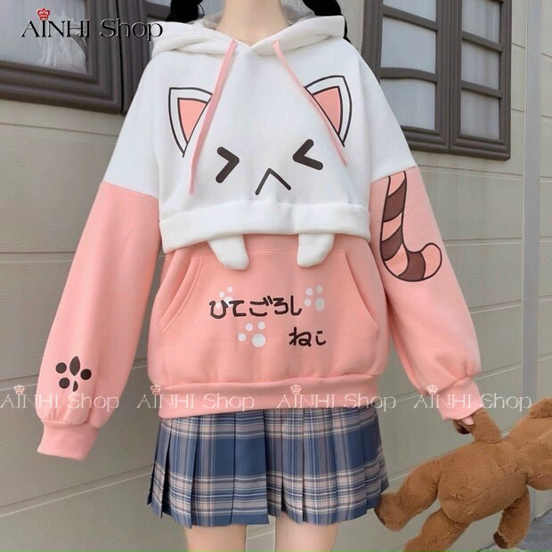 Áo Hoodie Nữ ❤️Freeship❤️ Áo Khoác Hoodie (Nanh Mèo) Vải Nỉ Nhiều Màu Cute - Áo Hoodie Freesize Dưới 60kg