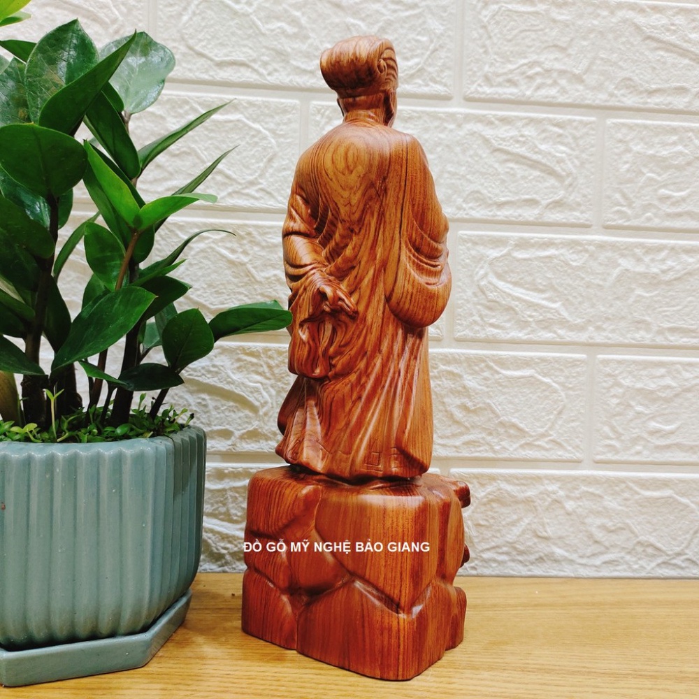 Tượng khổng minh gia cát lượng gỗ hương cao 30 cm
