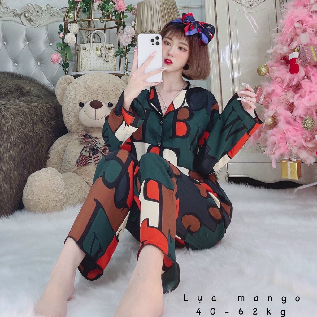 Đồ bộ mặc nhà Pijama, bộ ngủ nữ đẹp tay dài vải lụa mango mềm mát freesize dưới 62kg WINDY BOUTIQUE S06 | BigBuy360 - bigbuy360.vn
