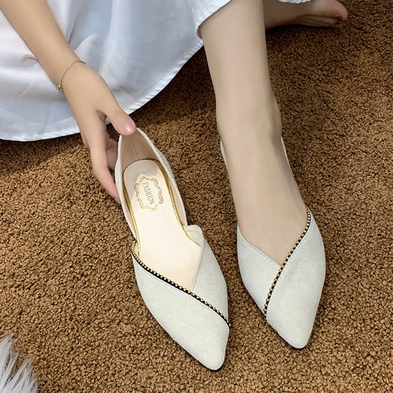 [HÀNG MỚI VỀ] Giầy da nữ mũi nhọn viền hạt - G078