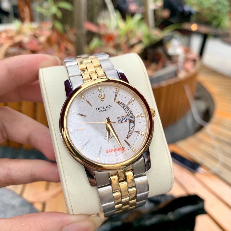 Đồng Hồ Nam RoLex Sapphire R032 Mặt trăng khuyết Máy Pin Nhật Chống xước Tuyệt Đối