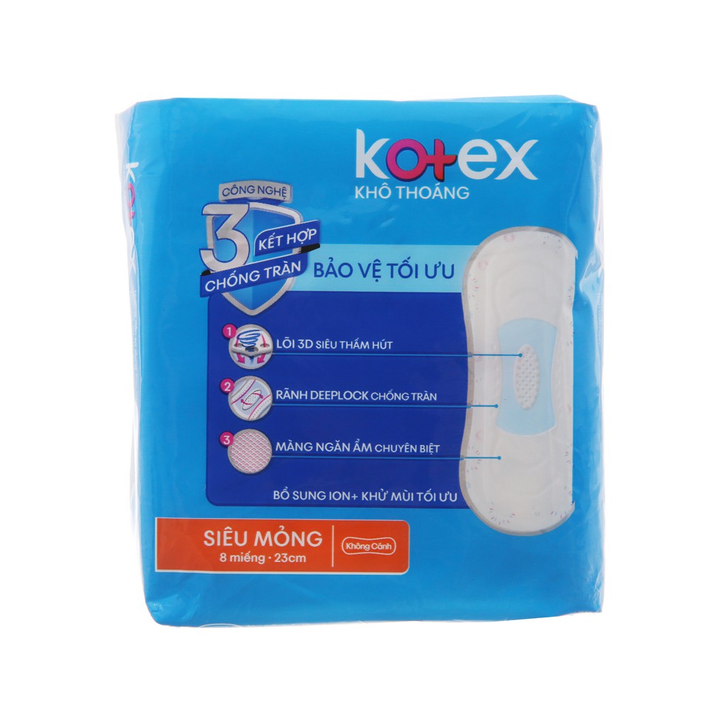 Băng vệ sinh Kotex  siêu mỏng không cánh 8 miếng hsd 2021