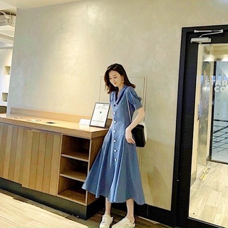 Đầm váy sơ mi nút trắng 2 màu (kèm hình thật)