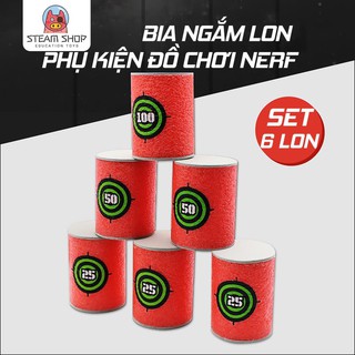 Set 6 Lon Mục Tiêu Ghi Điểm Xốp EVA Xếp Tầng, Bia Ngắm Phụ Kiện Đồ Chơi NERF