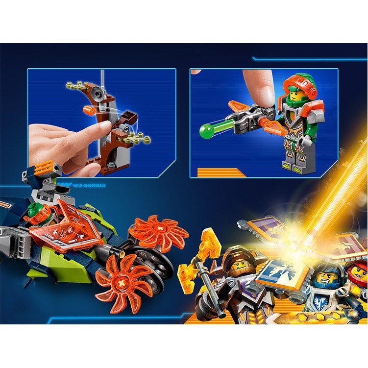 Đồ chơi lắp ráp xếp hình logo nexo knights cổ xe máy của Aaron và quái vật đá Bela 10593.