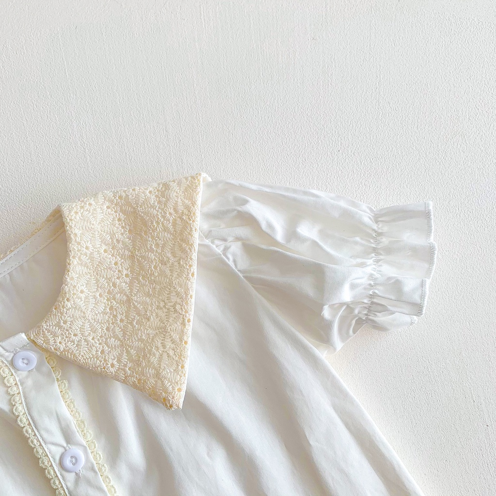 Bộ Áo Liền Quần Chất Liệu Cotton In Họa Tiết Hoa Thời Trang Mùa Hè Cho Bé Gái