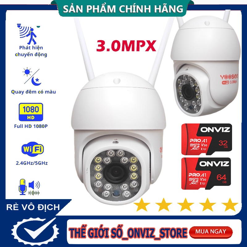 Camera yoosee 16 đèn - camera ngoài trời-xoay 360-chống mưa-ban đêm có màu