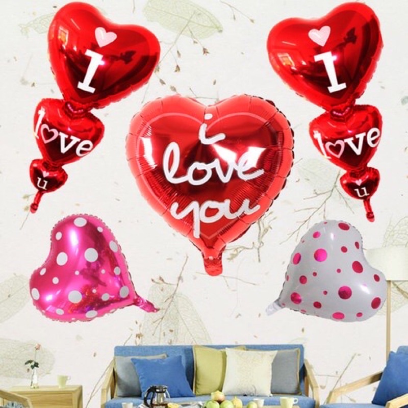 Bóng bay hình trái tim đỏ 3 tầng in chữ i love you trang trí sinh nhật, phòng cưới, cầu hôn, kỉ niệm party