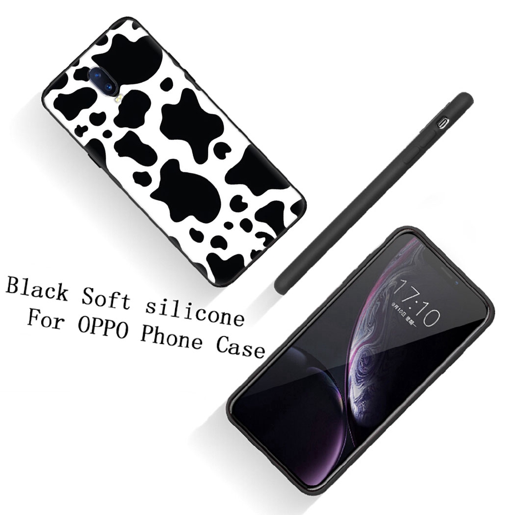 Ốp điện thoại silicone mềm viền đen họa tiết bò sữa cho OPPO Reno 3 Pro K5 K3 Realme 5 Pro X Q XT X2 X50