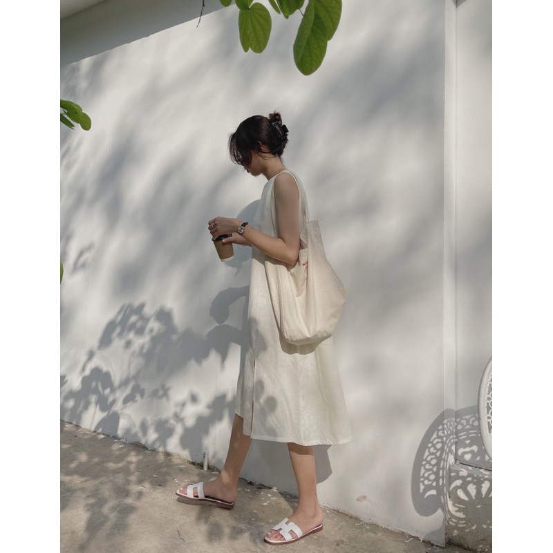 váy linen xẻ tà 672