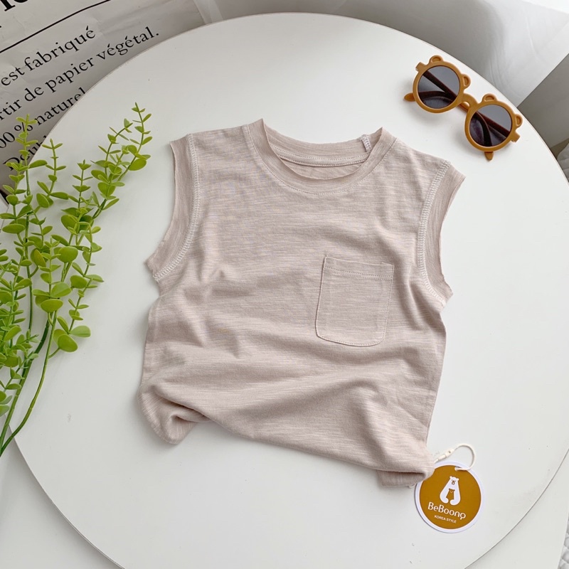 Áo phông ba lỗ Tank Top cotton xước bé trai bé gái-MS33