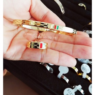 Vòng tay + Nhẫn titan khắc họa tiết
