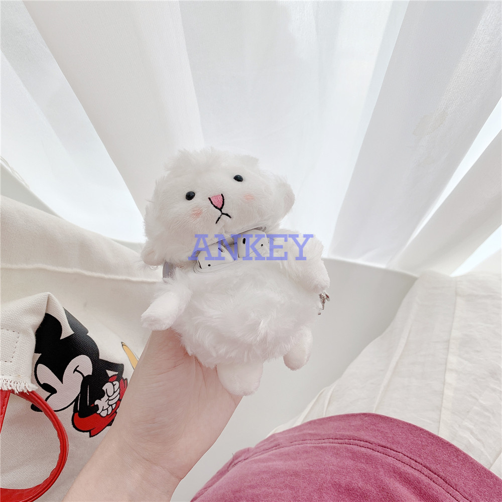 TPU Silicone Case for Airpods 1 / 2 Case Headset Case Lamb Plush Doll Wireless Cover for Airpods pro Earbuds Waterproof Shockproof Shell Soft Protective Case Headphone Cover Headset Skin with Hook